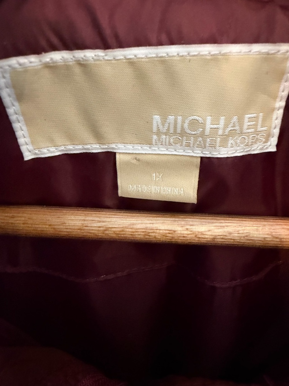 Michael Kors Burgundy Puffer Coat with removable Faux Fur Hood - Picture 2 of 4
